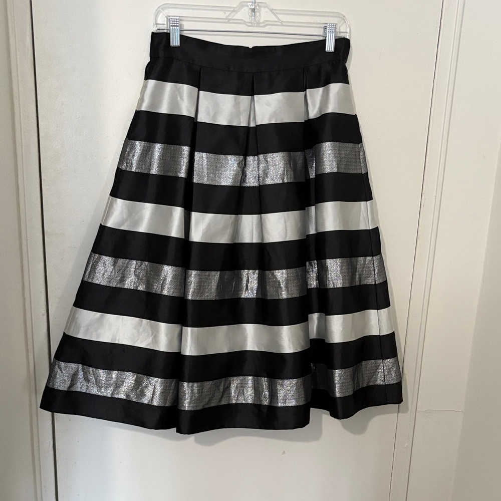 Eliza J Black and Silver A-Line Skirt